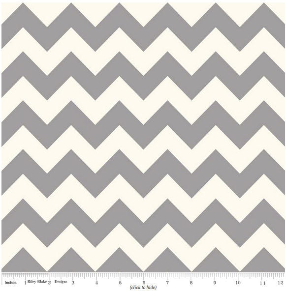 Riley Blake Le Creme Medium Chevron Gray Fat Quarter