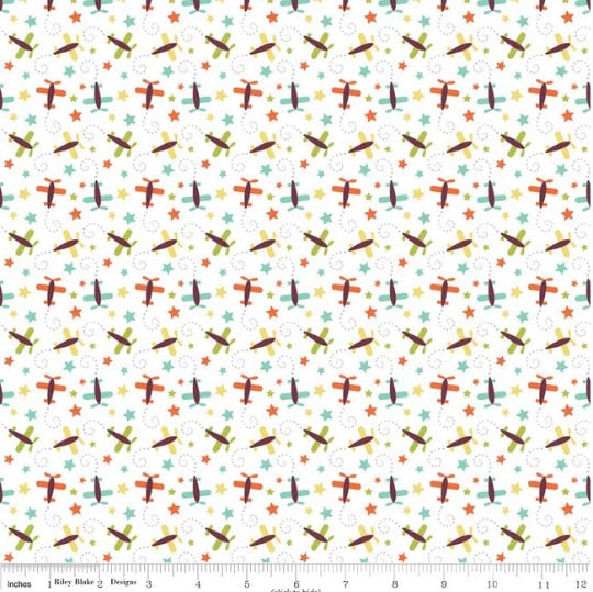 Riley Blake Oh Boy Planes White Fat Quarter