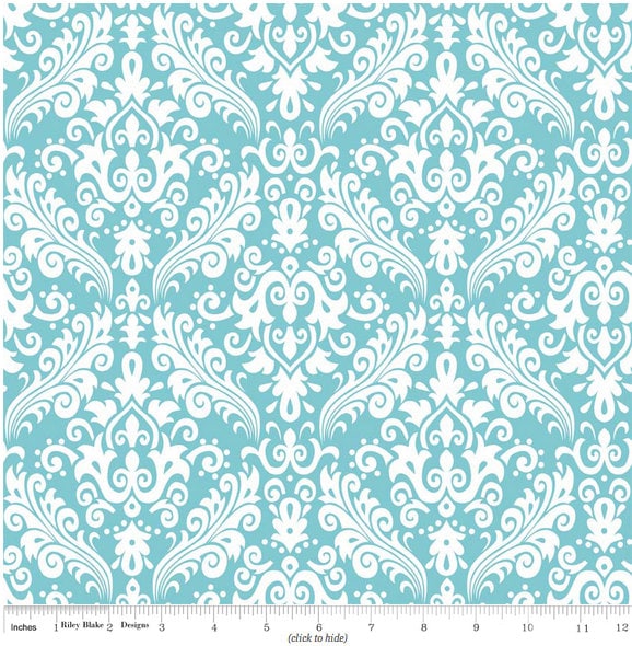 Riley Blake Hollywood Medium Damask Aqua Fat Quarter