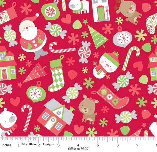 Home for the Holidays Main in Red Fat Quarter by Doodlebug Designs for Riley Blake