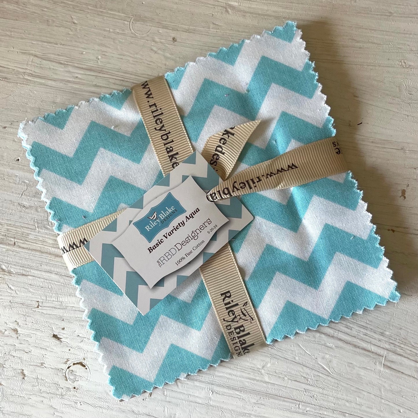 Riley Blake Aqua Variety Print 5 Inch Stacker Charm Pack